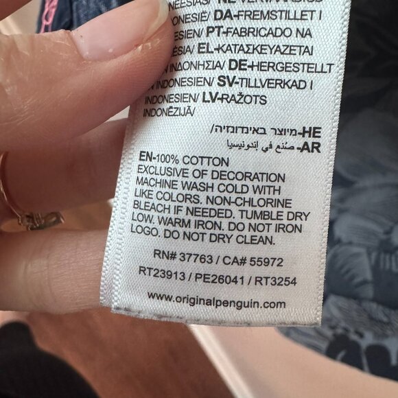 Penguin 70's Retro Indie Hawaiian Shirt Men's Button Down Blue Floral - Picture 10 of 11